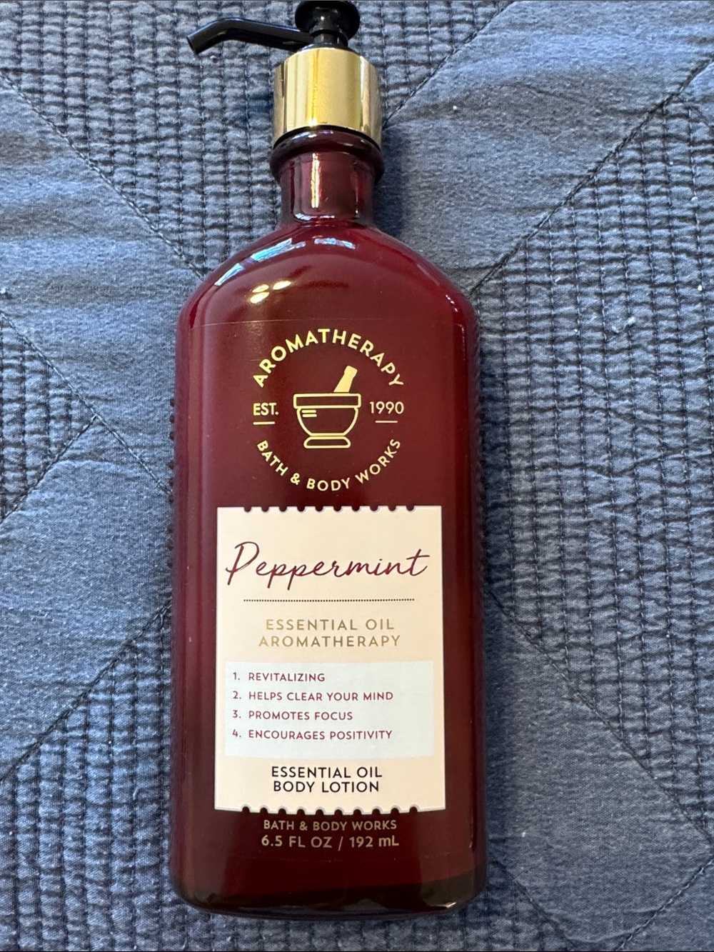 Bath & Body Works Peppermint Essential Oil Body Lotion - Deep Red & Gold Pump